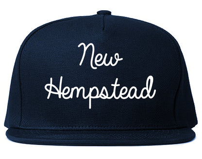 New Hempstead New York NY Script Mens Snapback Hat Navy Blue