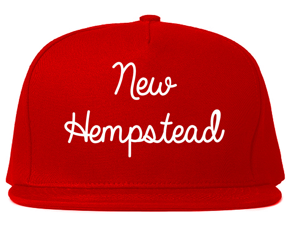 New Hempstead New York NY Script Mens Snapback Hat Red