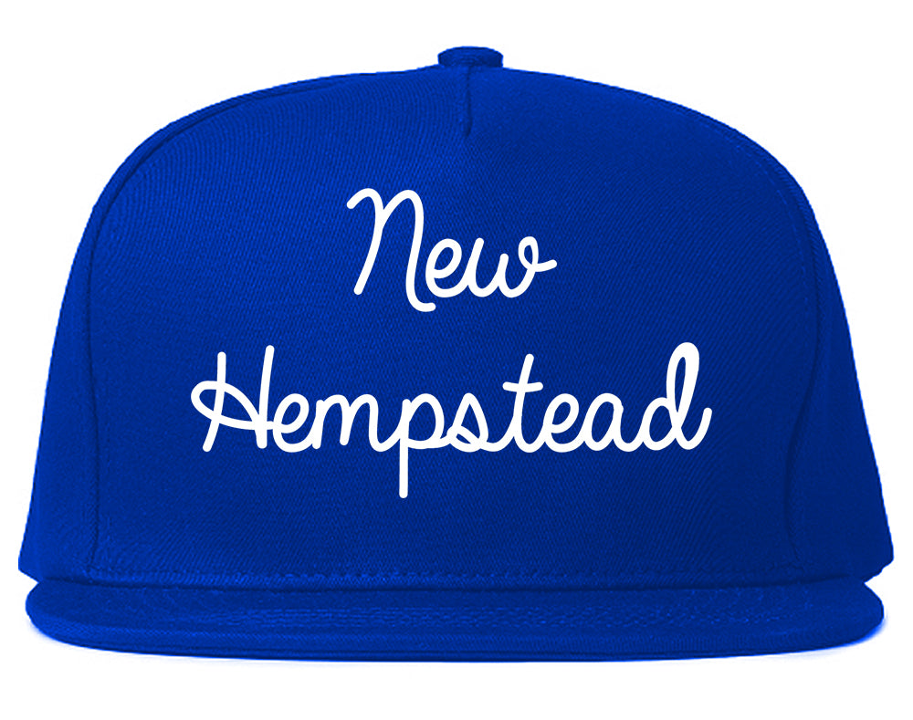 New Hempstead New York NY Script Mens Snapback Hat Royal Blue