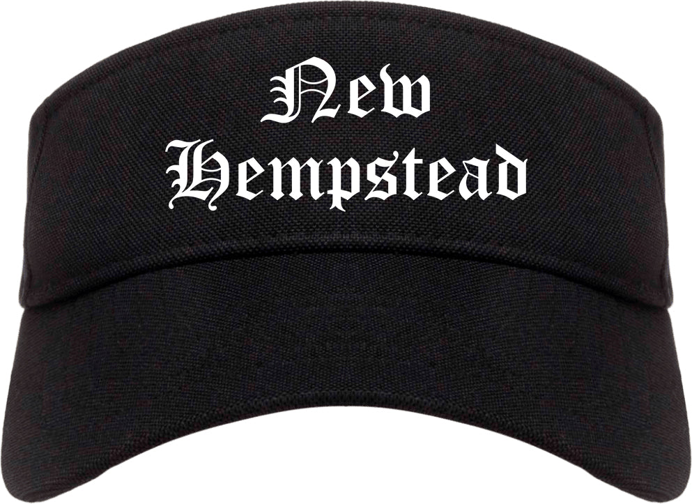 New Hempstead New York NY Old English Mens Visor Cap Hat Black