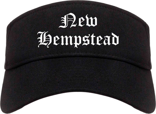 New Hempstead New York NY Old English Mens Visor Cap Hat Black