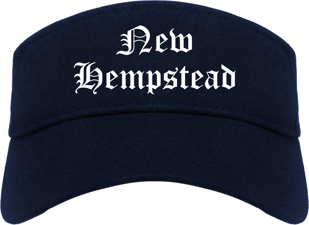 New Hempstead New York NY Old English Mens Visor Cap Hat Navy Blue