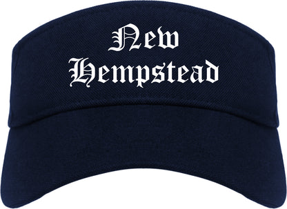 New Hempstead New York NY Old English Mens Visor Cap Hat Navy Blue