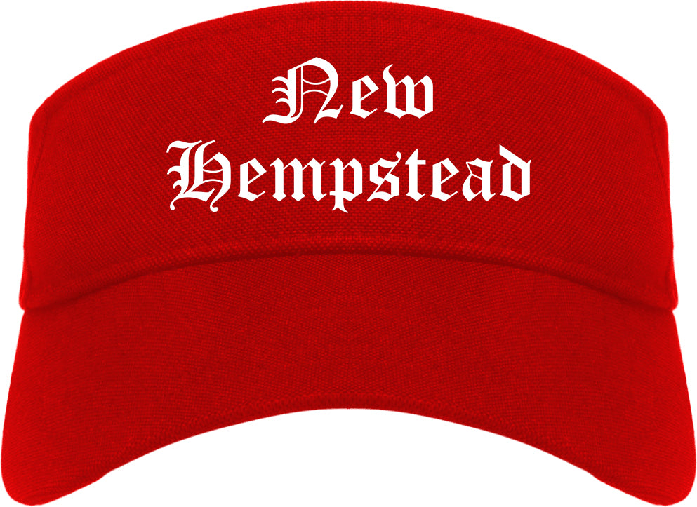 New Hempstead New York NY Old English Mens Visor Cap Hat Red