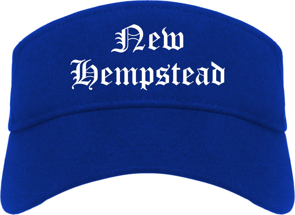 New Hempstead New York NY Old English Mens Visor Cap Hat Royal Blue