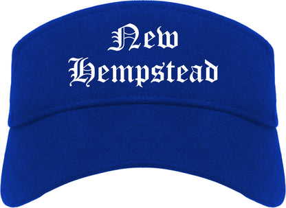 New Hempstead New York NY Old English Mens Visor Cap Hat Royal Blue