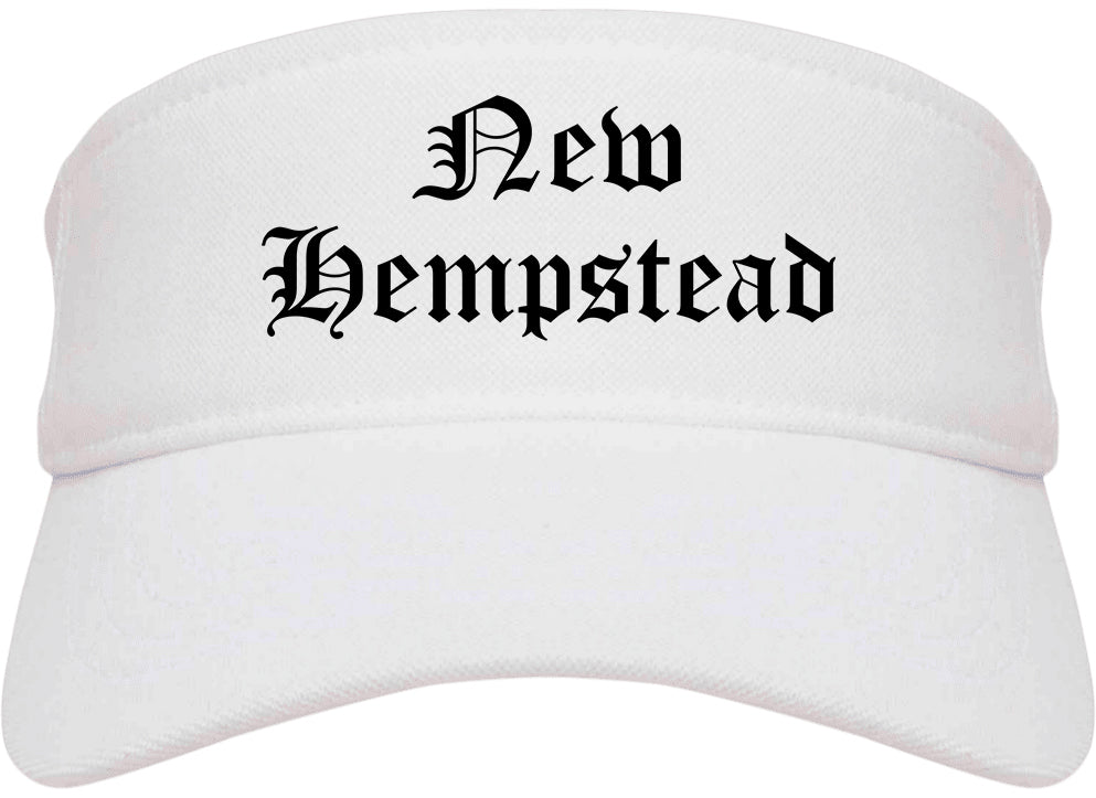 New Hempstead New York NY Old English Mens Visor Cap Hat White