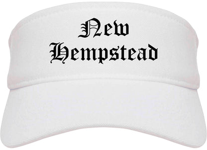 New Hempstead New York NY Old English Mens Visor Cap Hat White