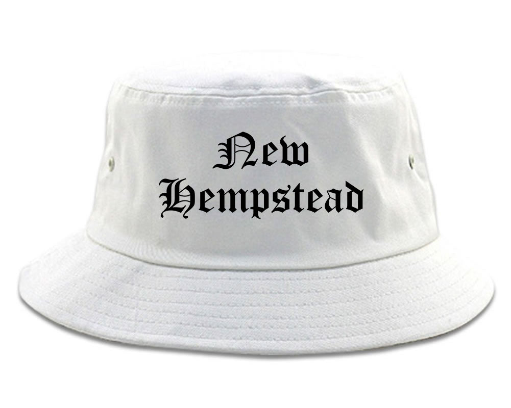 New Hempstead New York NY Old English Mens Bucket Hat White