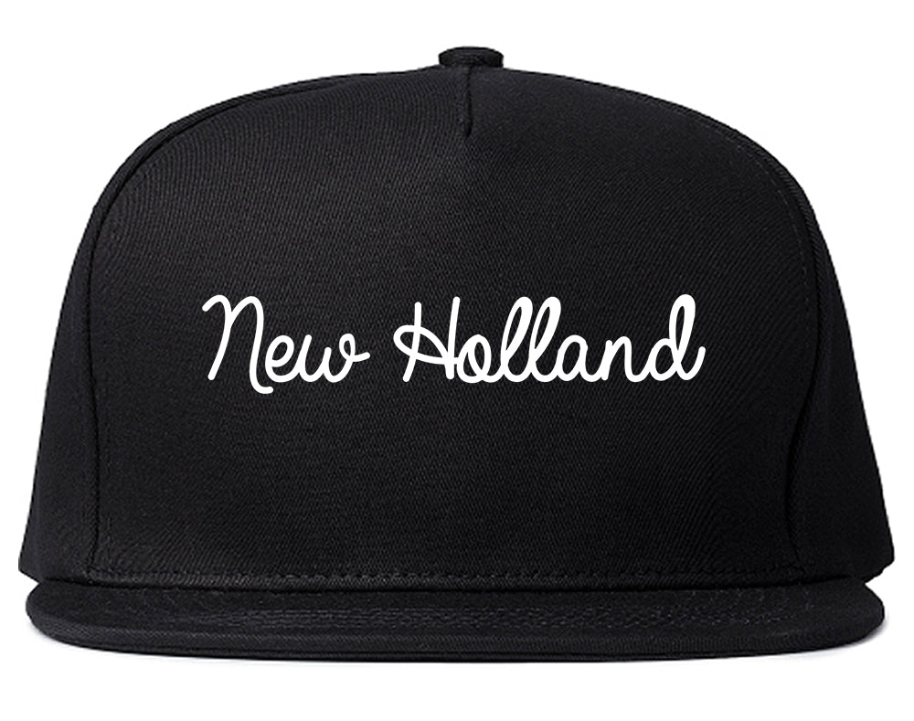 New Holland Pennsylvania PA Script Mens Snapback Hat Black