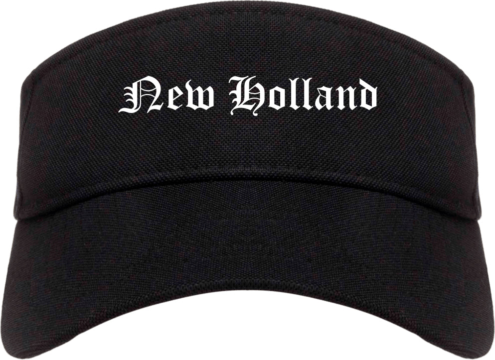 New Holland Pennsylvania PA Old English Mens Visor Cap Hat Black