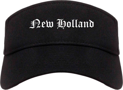 New Holland Pennsylvania PA Old English Mens Visor Cap Hat Black