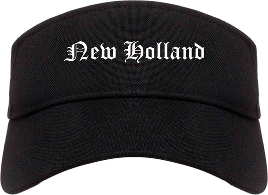 New Holland Pennsylvania PA Old English Mens Visor Cap Hat Black