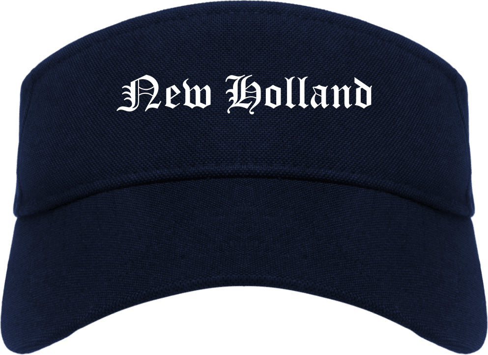 New Holland Pennsylvania PA Old English Mens Visor Cap Hat Navy Blue