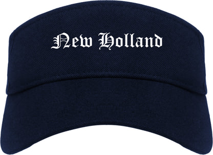 New Holland Pennsylvania PA Old English Mens Visor Cap Hat Navy Blue