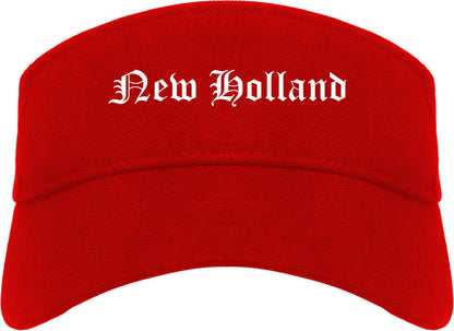 New Holland Pennsylvania PA Old English Mens Visor Cap Hat Red