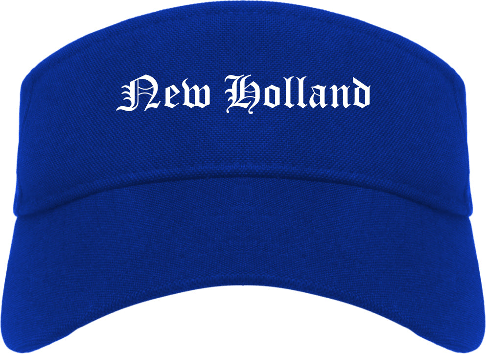 New Holland Pennsylvania PA Old English Mens Visor Cap Hat Royal Blue