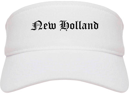 New Holland Pennsylvania PA Old English Mens Visor Cap Hat White