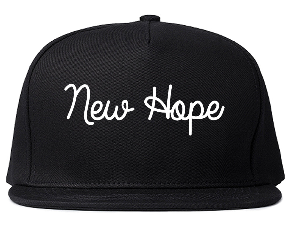 New Hope Minnesota MN Script Mens Snapback Hat Black