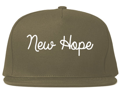 New Hope Minnesota MN Script Mens Snapback Hat Grey