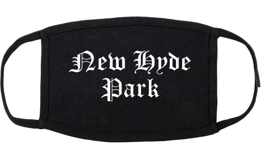 New Hyde Park New York NY Old English Cotton Face Mask Black