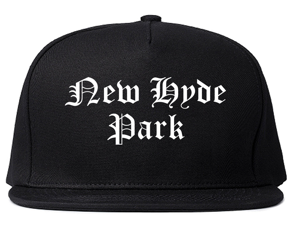 New Hyde Park New York NY Old English Mens Snapback Hat Black