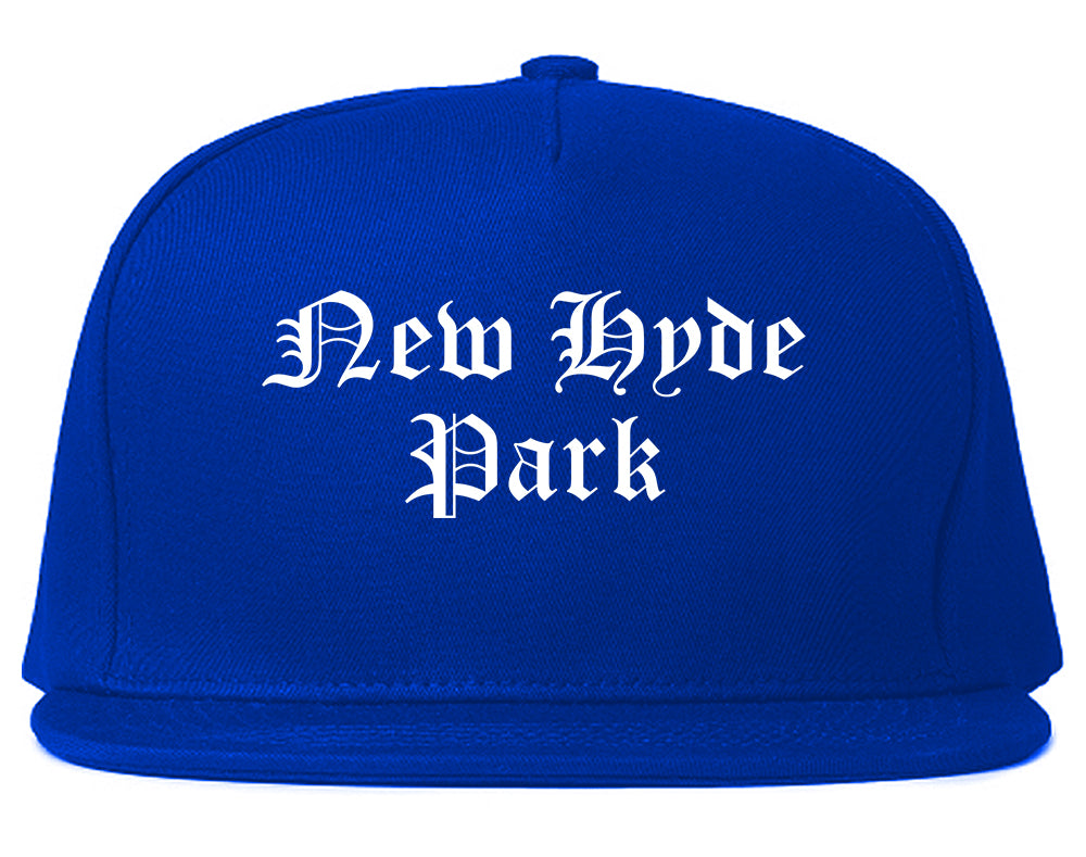 New Hyde Park New York NY Old English Mens Snapback Hat Royal Blue