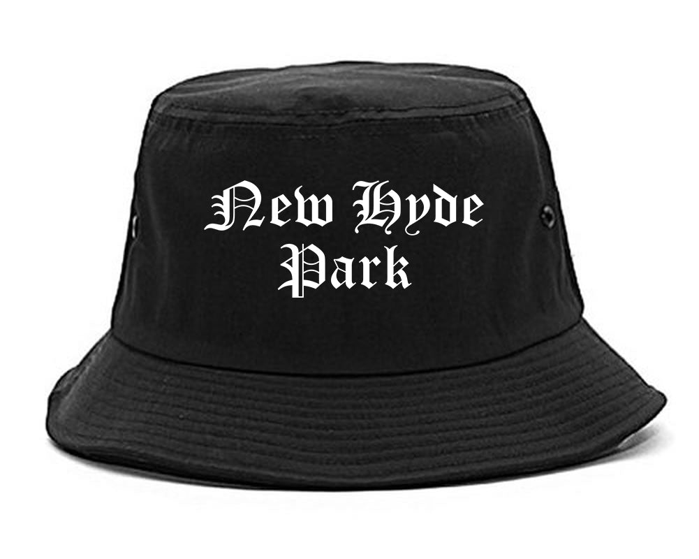 New Hyde Park New York NY Old English Mens Bucket Hat Black