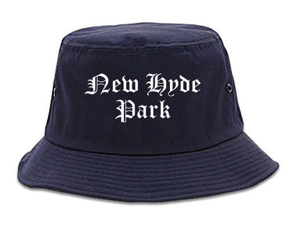 New Hyde Park New York NY Old English Mens Bucket Hat Navy Blue