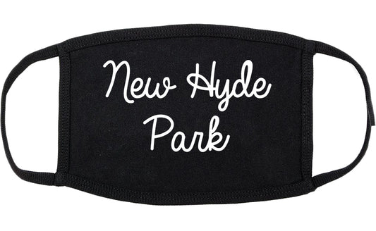 New Hyde Park New York NY Script Cotton Face Mask Black