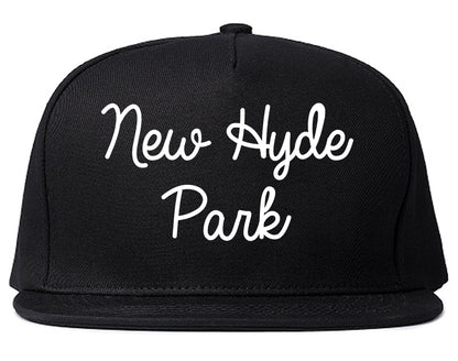 New Hyde Park New York NY Script Mens Snapback Hat Black