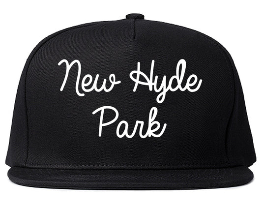 New Hyde Park New York NY Script Mens Snapback Hat Black