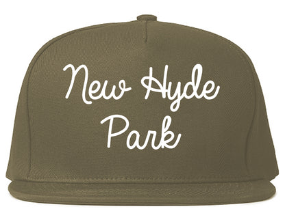 New Hyde Park New York NY Script Mens Snapback Hat Grey