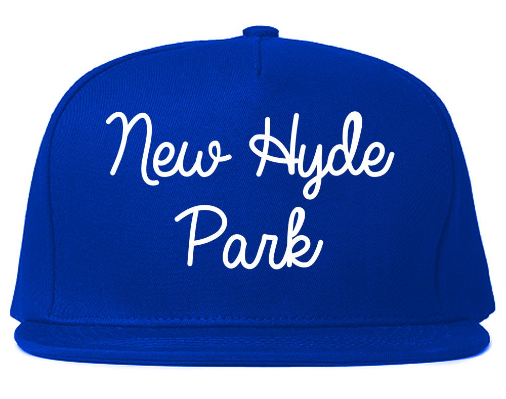 New Hyde Park New York NY Script Mens Snapback Hat Royal Blue