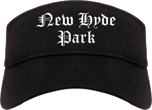 New Hyde Park New York NY Old English Mens Visor Cap Hat Black