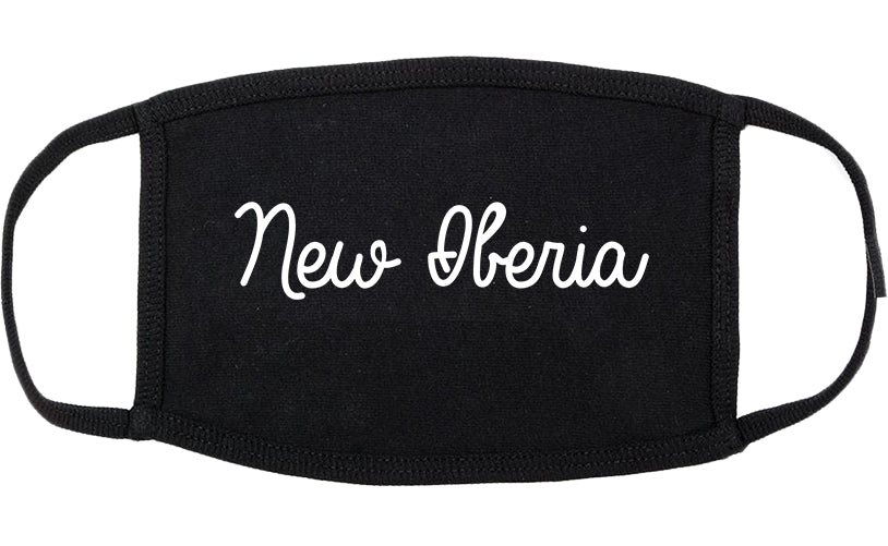 New Iberia Louisiana LA Script Cotton Face Mask Black