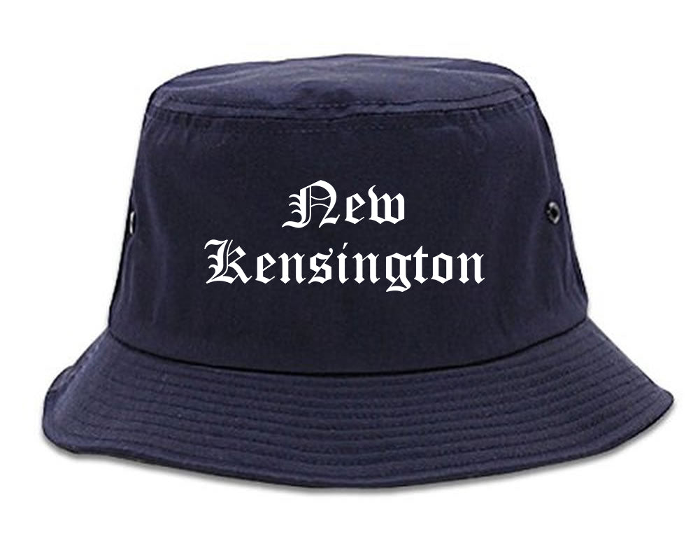 New Kensington Pennsylvania PA Old English Mens Bucket Hat Navy Blue