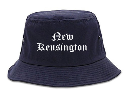 New Kensington Pennsylvania PA Old English Mens Bucket Hat Navy Blue