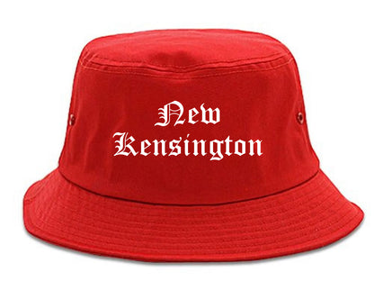 New Kensington Pennsylvania PA Old English Mens Bucket Hat Red