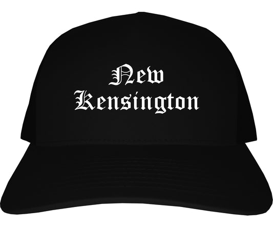 New Kensington Pennsylvania PA Old English Mens Trucker Hat Cap Black