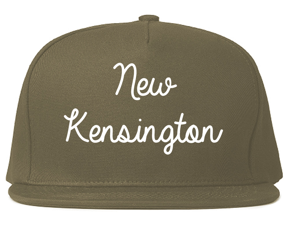 New Kensington Pennsylvania PA Script Mens Snapback Hat Grey