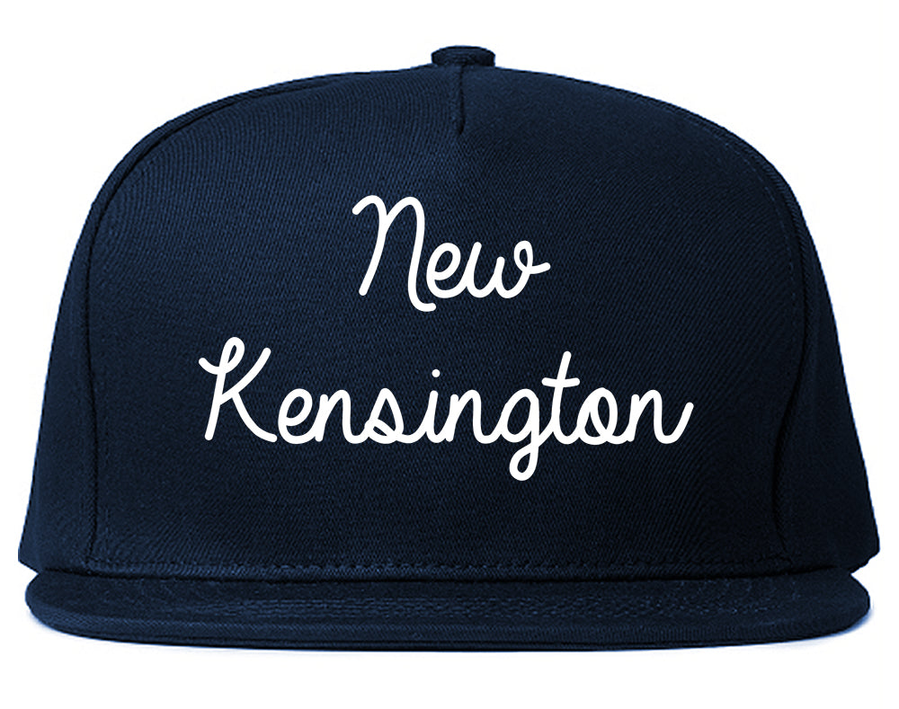 New Kensington Pennsylvania PA Script Mens Snapback Hat Navy Blue