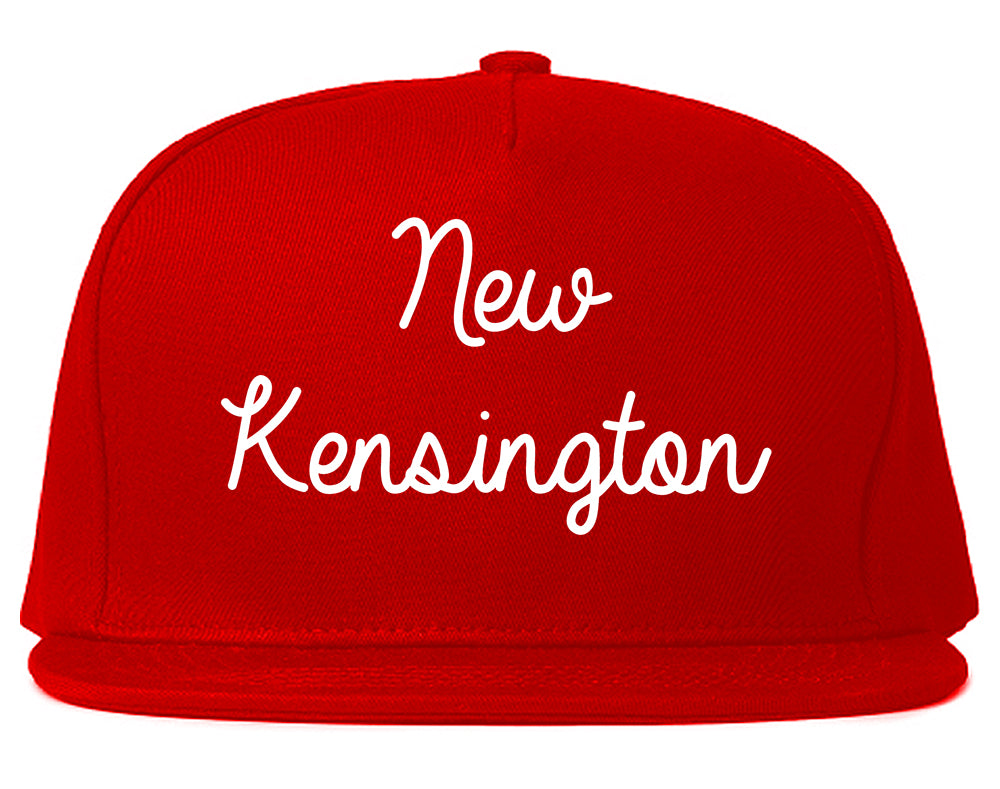 New Kensington Pennsylvania PA Script Mens Snapback Hat Red