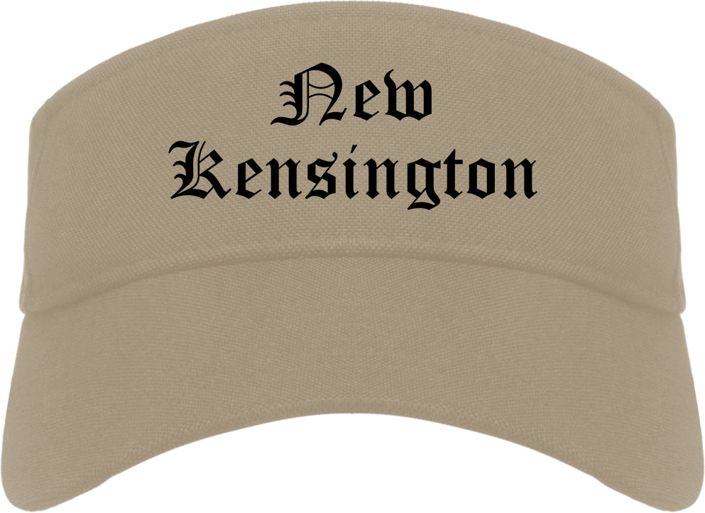 New Kensington Pennsylvania PA Old English Mens Visor Cap Hat Khaki