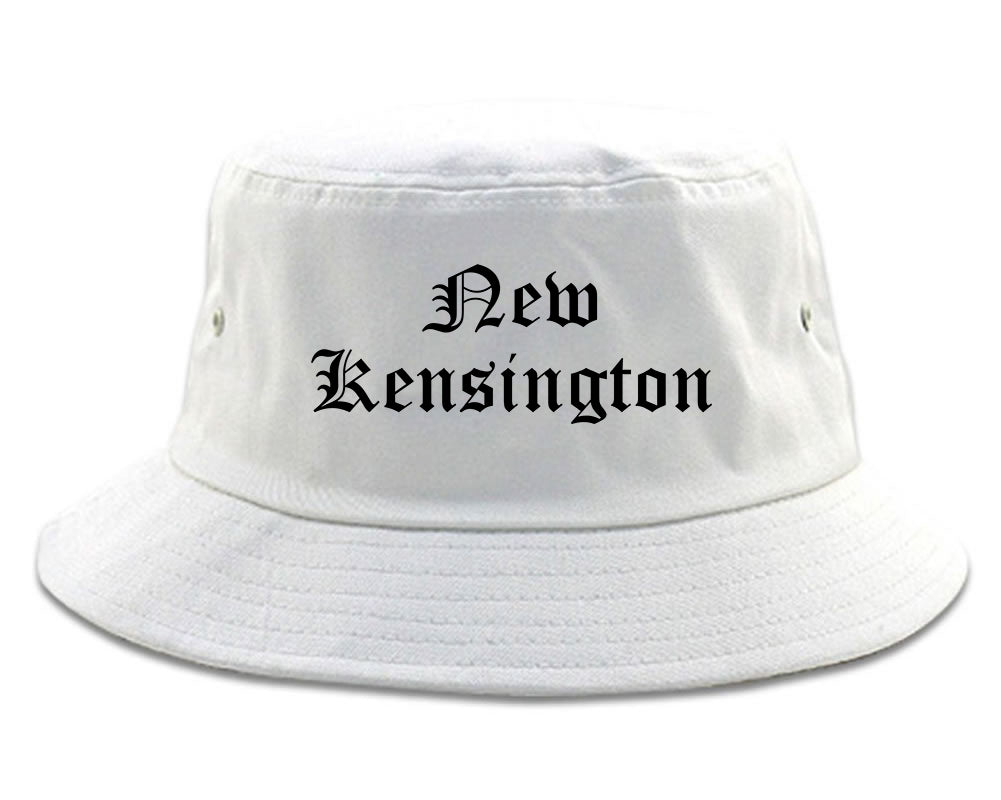 New Kensington Pennsylvania PA Old English Mens Bucket Hat White