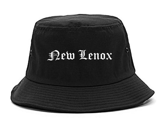 New Lenox Illinois IL Old English Mens Bucket Hat Black