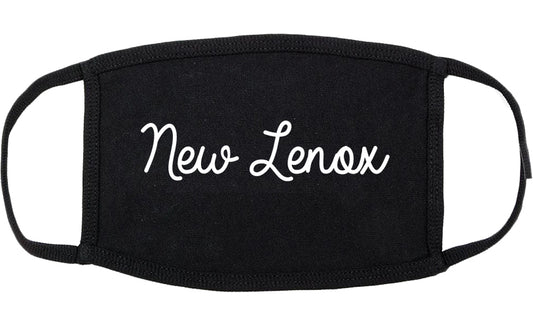 New Lenox Illinois IL Script Cotton Face Mask Black