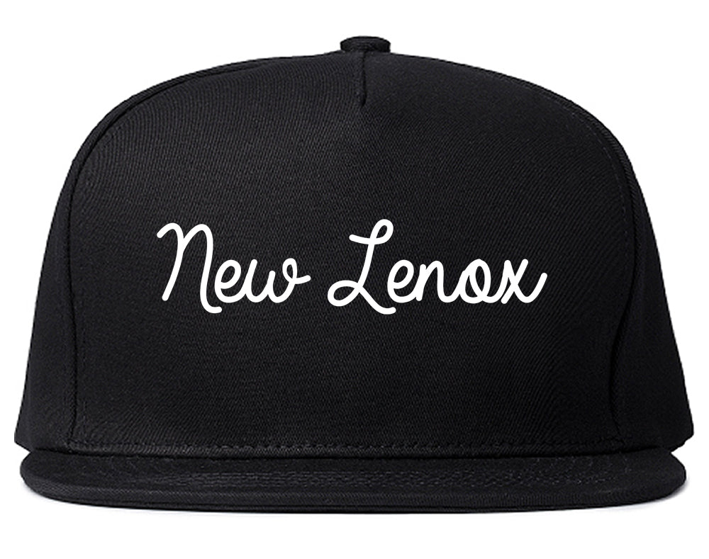 New Lenox Illinois IL Script Mens Snapback Hat Black