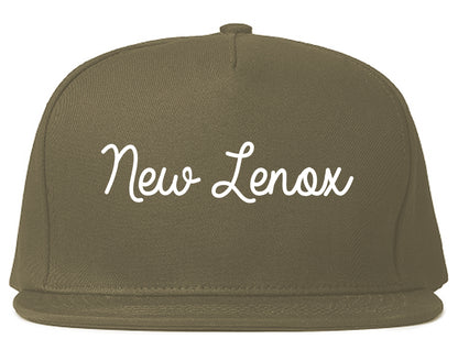 New Lenox Illinois IL Script Mens Snapback Hat Grey