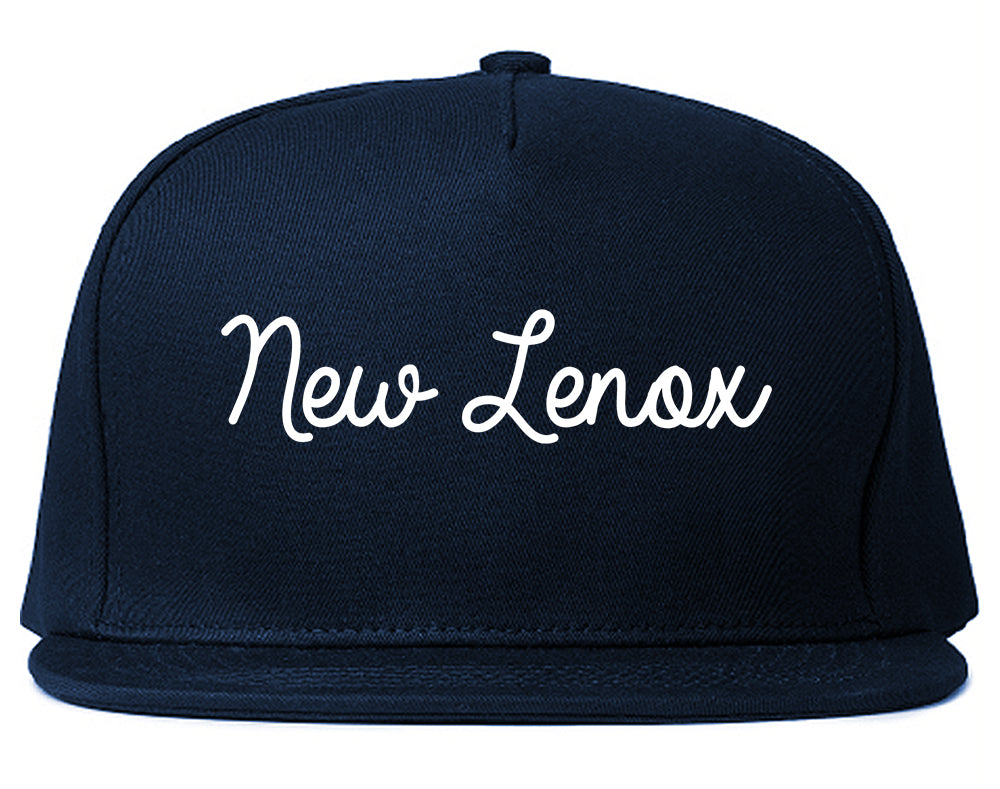 New Lenox Illinois IL Script Mens Snapback Hat Navy Blue